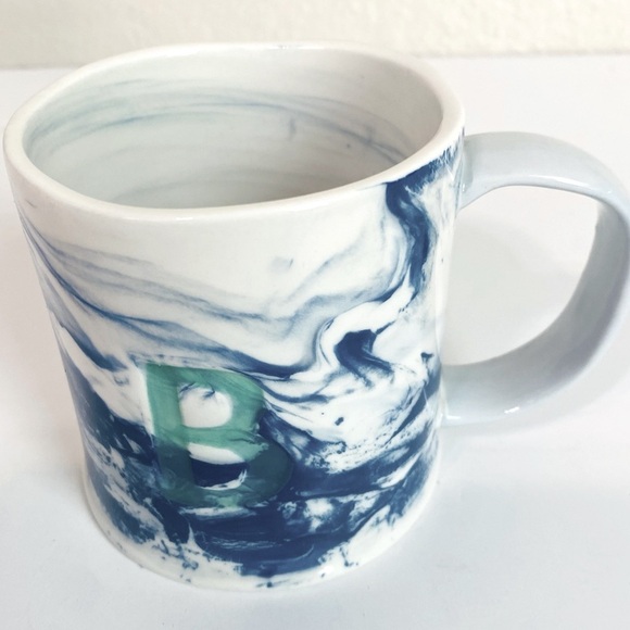 Anthropologie Blue Marbled Monogram B Mug 14oz - Picture 3 of 8